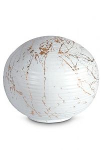 Mini urna para cinzas de porcelana 'Sfera' - Mármore de Carrara com veios dourados