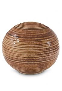 Mini urna para cinzas de porcelana 'Sfera' - Marrom ferrugem - pintada à mão