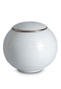Mini urna para cinzas de porcelana 'Sfera' - Borda platinada