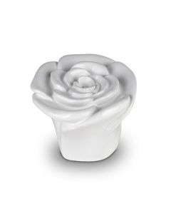 Mini urna de cerâmica „Rosa eterna“, branco alto brilho