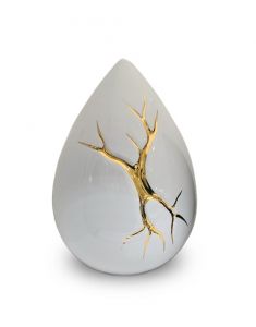 Pequena urna para cinzas lágrima 'Kintsugi' branco