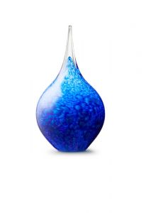 Mini urna funerária de vidro de cristal 'Lágrima' blue mixed opaque