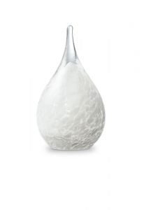Mini urna funerária de vidro de cristal 'Lágrima' krakele white