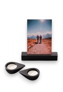 Memorialboxx com porta-foto, castiçais e compartimento para cinzas – Preto