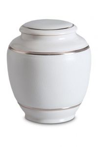 Urna funerária de porcelana 'Classica' | Pontos brancos em relevo com bordas prateadas