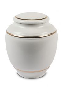 Urna funerária de porcelana 'Classica' com borda dupla dourada