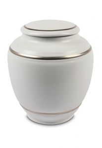 Urna funerária de porcelana 'Classica' com borda dupla prateada