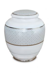 Urna funerária de porcelana 'Classica' | Trevos de quatro folhas com bordas duplas platinadas