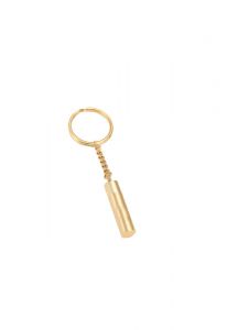 Chaveiro com pingente para cinzas 'Tubo' dourado