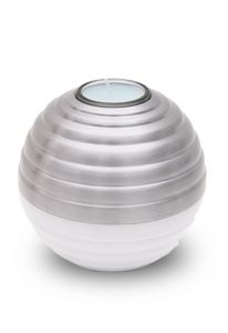Pequena urna para cinzas luz de chá 'Onda' alu-branco