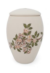 Urna para cinzas pintada à mão 'Flor de maçã'
