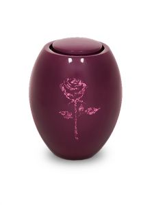Urna para cinzas em fibra de vidro con rosa | cor de ameixa