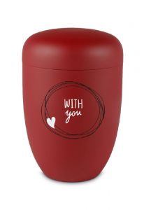 Urna para cinzas em metal vermelho 'With you'