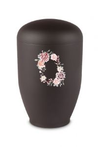 Urna cinzas em metal com rosas
