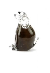 Mini urna funerária de vidro de cristal 'Cachorro' castanho/marrom