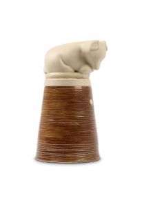 Urna de cerâmica para cachorro feita à mão com coração – castanho