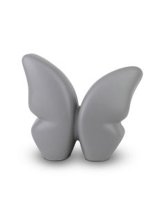 Pequena urna borboleta em cerâmica feita à mão, cinza