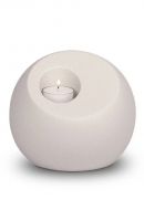 Pequena urna de porcelana 'Lumos' com suporte para velas branco fosco