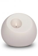 Urna de porcelana 'Lumos' com suporte para velas branco fosco