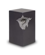 Urna em cerâmica com coração prateado, preto cinzento mate