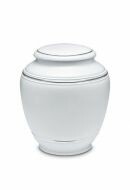 Mini urna funerária de porcelana 'Classica' | Folhas foscas platinadas