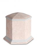 Urna funerária de porcelana 'Esagono' | Relevo coral rosa