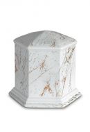 Urna funerária de porcelana 'Esagono' | Mármore de Carrara com veios dourados