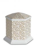 Urna funerária de porcelana 'Esagono' | Folhas de ouro puro