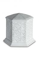 Urna funerária de porcelana 'Esagono' | Folhas foscas platinadas
