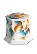 Urna funerária de porcelana 'Esagono' | Multicolor com estrutura natural