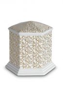 Mini urna funerária de porcelana 'Esagono' | Folhas de ouro puro