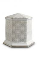 Mini urna funerária de porcelana 'Esagono' | Trevos de quatro folhas com bordas duplas platinadas