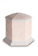 Mini urna funerária de porcelana 'Esagono' | Relevo coral rosa