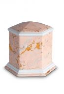 Mini urna para cinzas de porcelana 'Esagono' | Padrão de mármore rosa