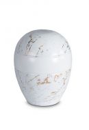 Mini urna para cinzas de porcelana 'Planet' - Mármore de Carrara com veios dourados