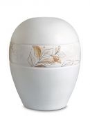 Urna para cinzas de porcelana 'Planet' - Faixa com linhas de folhas marrons
