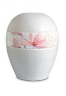 Urna para cinzas de porcelana 'Planet' - Faixa com flores rosas