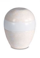 Urna para cinzas de porcelana 'Planet' - Padrão floral bege em relevo