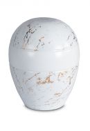 Urna para cinzas de porcelana 'Planet' - Mármore de Carrara com veios dourados