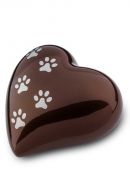 Urna para animais coração com pegadas | castanho| médio