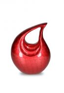 Mini urna funerária em alumínio 'Lágrima' alto brilho vermelho
