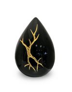 Pequena urna para cinzas lágrima 'Kintsugi' preto