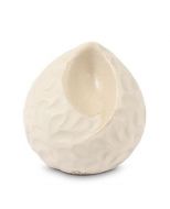 Mini urna para cinzas artesanal em forma de lágrima de cerâmica ‘Ohm’ – branco