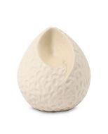 Mini urna funerária artesanal em forma de lágrima de cerâmica ‘Ohm’ – branco