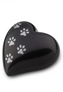 Urna para animais coração com pegadas | preto | médio